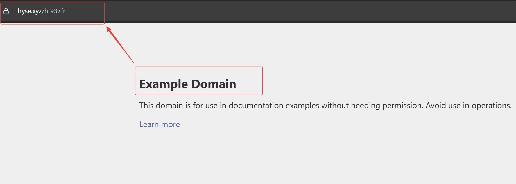 Browser address bar showing the Linkryse short URL with the destination site content loaded underneath it